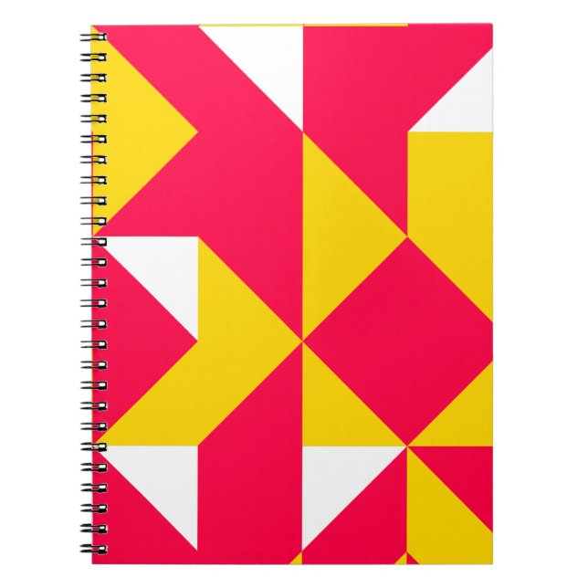 Red and Yellow Geometric Pattern Shapes  Notebook (Front)