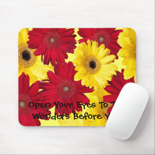 Red and Yellow Gerber Close Up Photographs Mouse Pad
