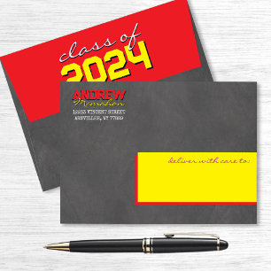 Red and Yellow Graduation Chalkboard Envelopes