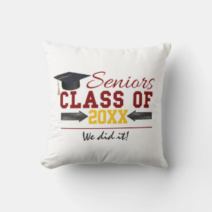 Red and Yellow Graduation Gear Cushion