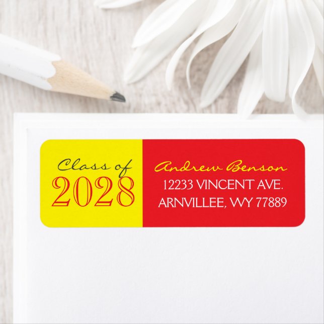 Red and Yellow Graduation Return Address Labels (Insitu)