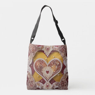 Red and yellow heart AI art Crossbody Bag