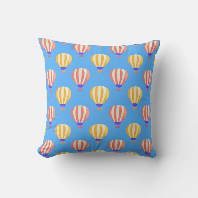Red and Yellow Hot Air Balloons Pattern Cushion (Front)