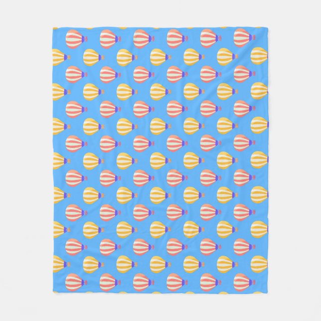 Red and Yellow Hot Air Balloons Pattern Fleece Blanket (Front)