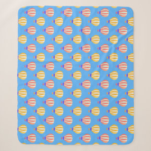 Red and Yellow Hot Air Balloons Pattern Sherpa Blanket