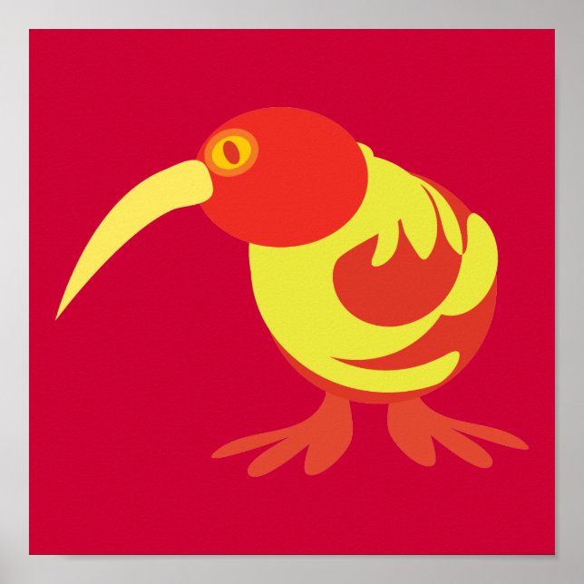 Red and yellow Kiwi Poster (Front)