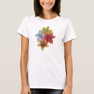 Red and yellow Lily flowers floral art T-Shirt