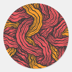 Red and Yellow Lines Classic Round Sticker