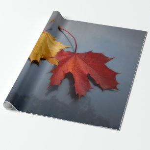 RED AND YELLOW MAPLE LEAVES WRAPPING PAPER