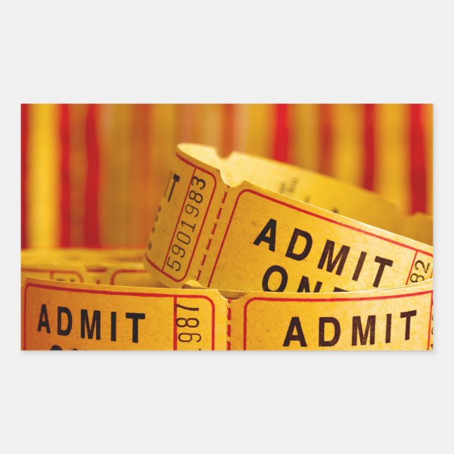 Red and Yellow Movie Tickets Rectangular Sticker (Front)