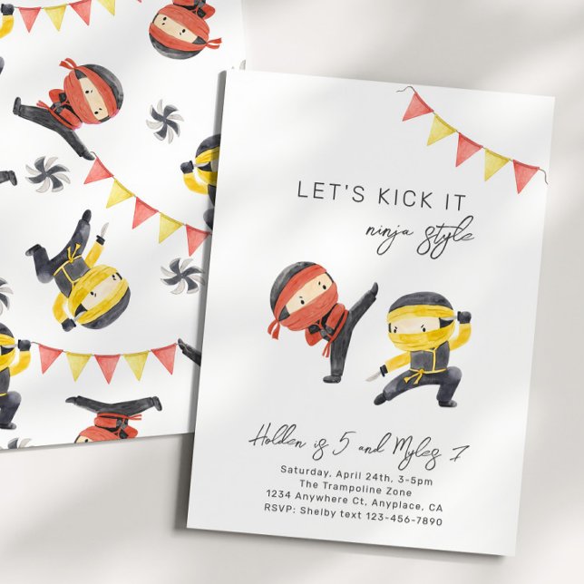 Red and Yellow Ninja Birthday Invitation (Creator Uploaded)