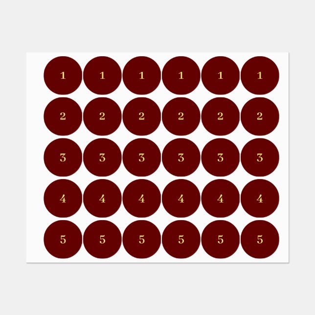 Red and yellow numbered (Sheet)