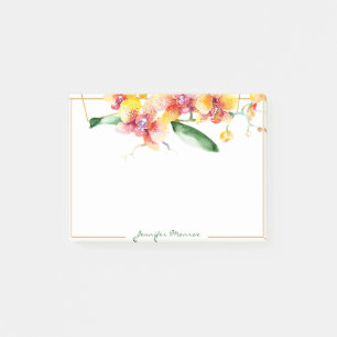 Red and yellow orchids personalised post-it notes