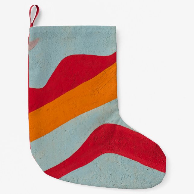 Red and yellow painted wall small christmas stocking (Front)