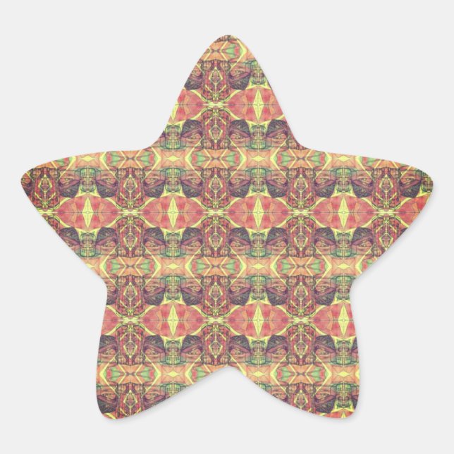 Red and yellow pattern  star sticker (Front)