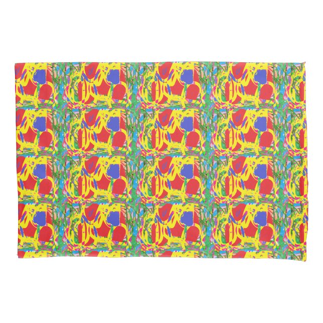 Red and yellow patterned pillowcase (Front)