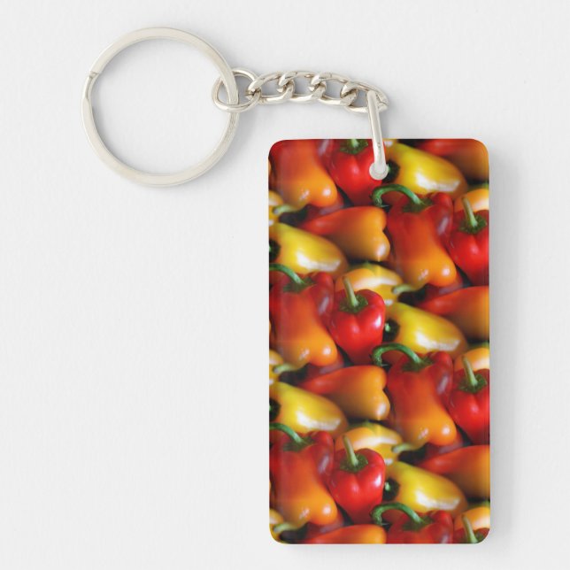 Red and Yellow Peppers Acrylic Keychain (Front)