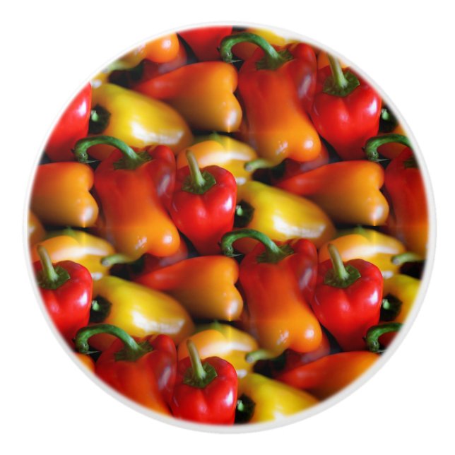 Red and Yellow Peppers Ceramic Pull (Front)