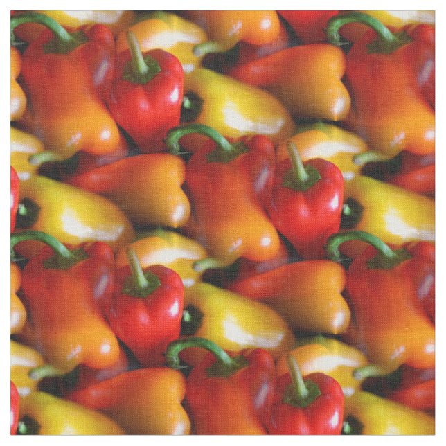 Red and Yellow Peppers Fabric (Close Up)
