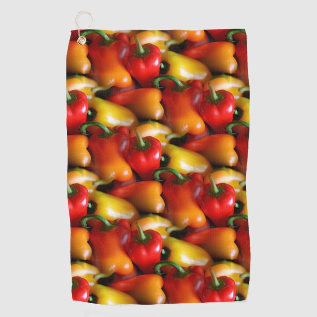 Red and Yellow Peppers Golf Towel (Front)