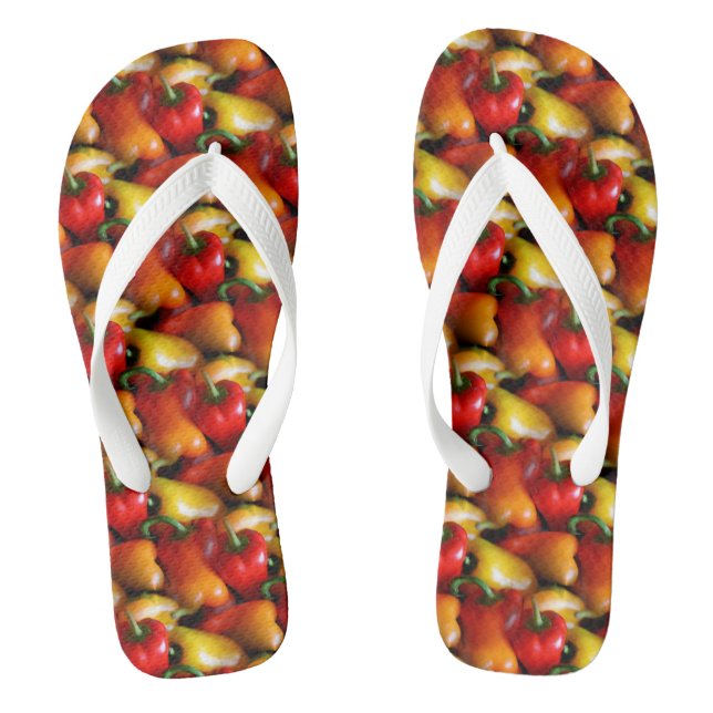 Red and Yellow Peppers Pair of Flip Flops (Footbed)