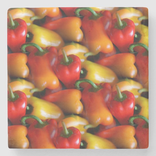 Red and Yellow Peppers Stone Coaster (Front)