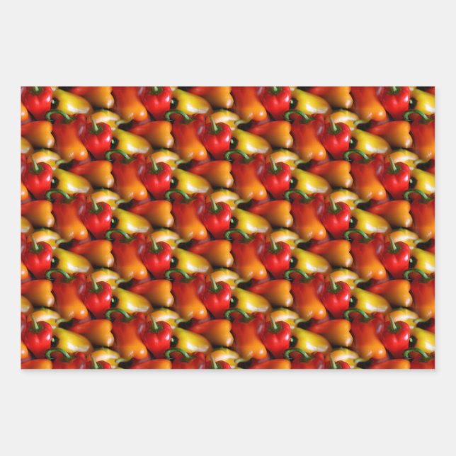 Red and Yellow Peppers Wrapping Paper Sheet (Front)