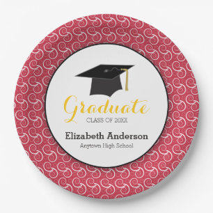 Red and Yellow, Personalised Graduation Paper Plate