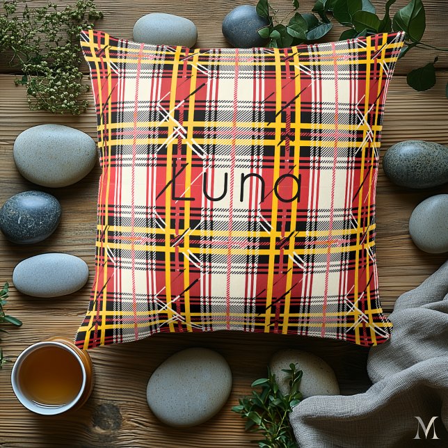 Red and Yellow Plaid | Custom Vibrant Tartan Home Cushion (Creator Uploaded)