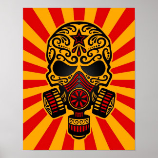 Red and Yellow Post Apocalyptic Sugar Skull Poster