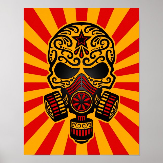 Red and Yellow Post Apocalyptic Sugar Skull Poster (Front)