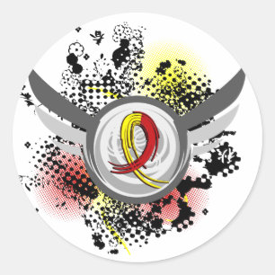 Red And Yellow Ribbon And Wings Hepatitis C Classic Round Sticker