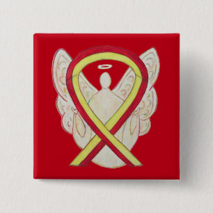 Red and Yellow Ribbon Awareness Angel Pin