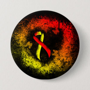 Red and Yellow Ribbon Grunge Heart 7.5 Cm Round Badge