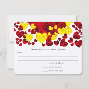 Red and Yellow Rose Hearts RSVP