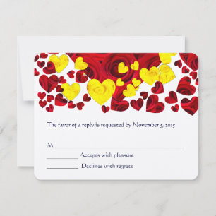 Red and Yellow Rose Hearts RSVP Card