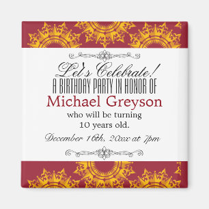 Red and Yellow Royalty Print Magnet