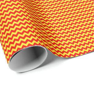 Red and Yellow Small Chevron Wrapping Paper
