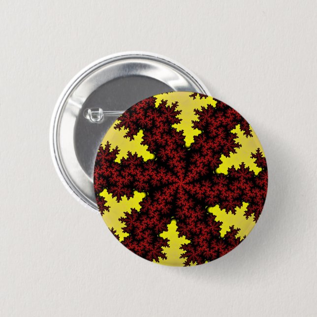 Red and Yellow Snowflake 6 Cm Round Badge (Front & Back)