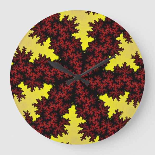 Red and Yellow Snowflake Large Clock (Front)
