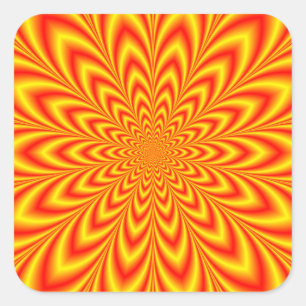 Red and Yellow Star Flower Square Sticker