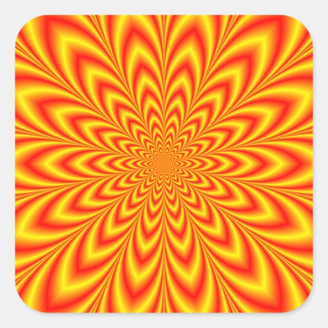 Red and Yellow Star Flower Square Sticker (Front)