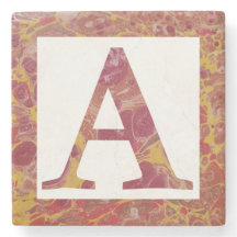 Red and Yellow Stone Marbled Monogram A