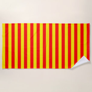 Red and Yellow Stripes Design Beach Towel