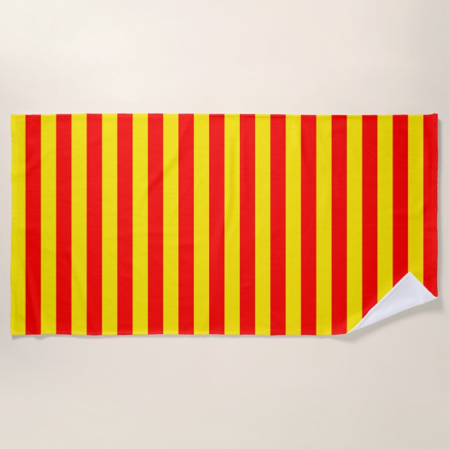 Red and Yellow Stripes Design Beach Towel (Front)