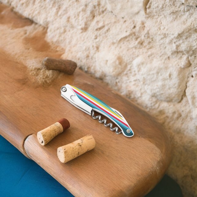 Red and Yellow Stripes in between Blue Shades Corkscrew (Corkscrew Bottle Opener)
