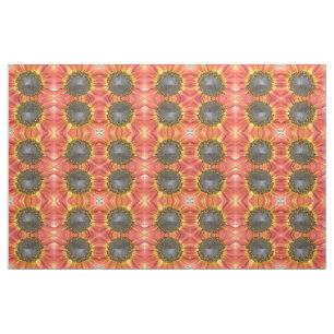 Red and Yellow Sunflower Floral Patterned Fabric