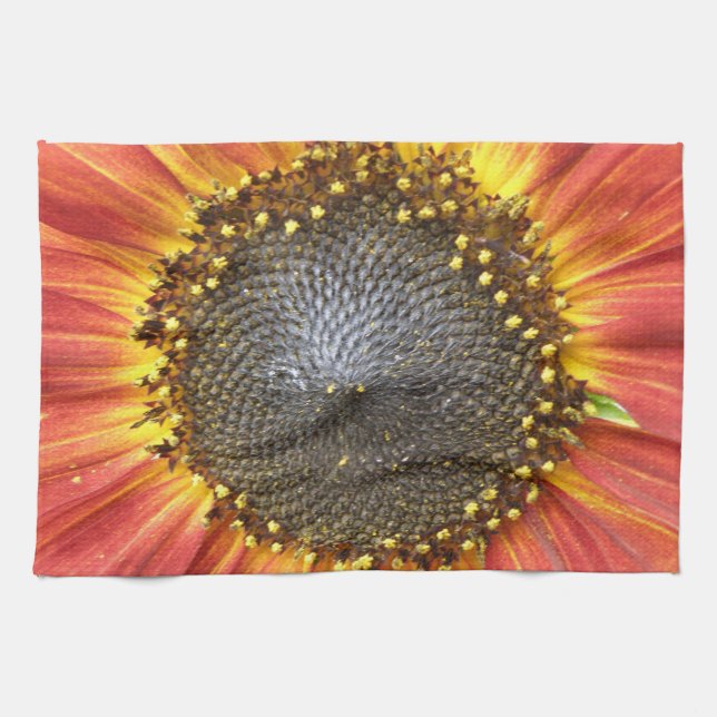 Red and Yellow Sunflower Kitchen Towel (Horizontal)
