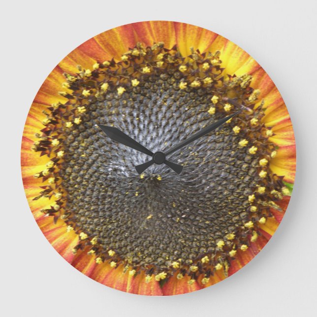 Red and Yellow Sunflower Wall Clock (Front)