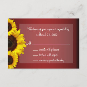 Red and Yellow Sunflower Wedding RSVP Card